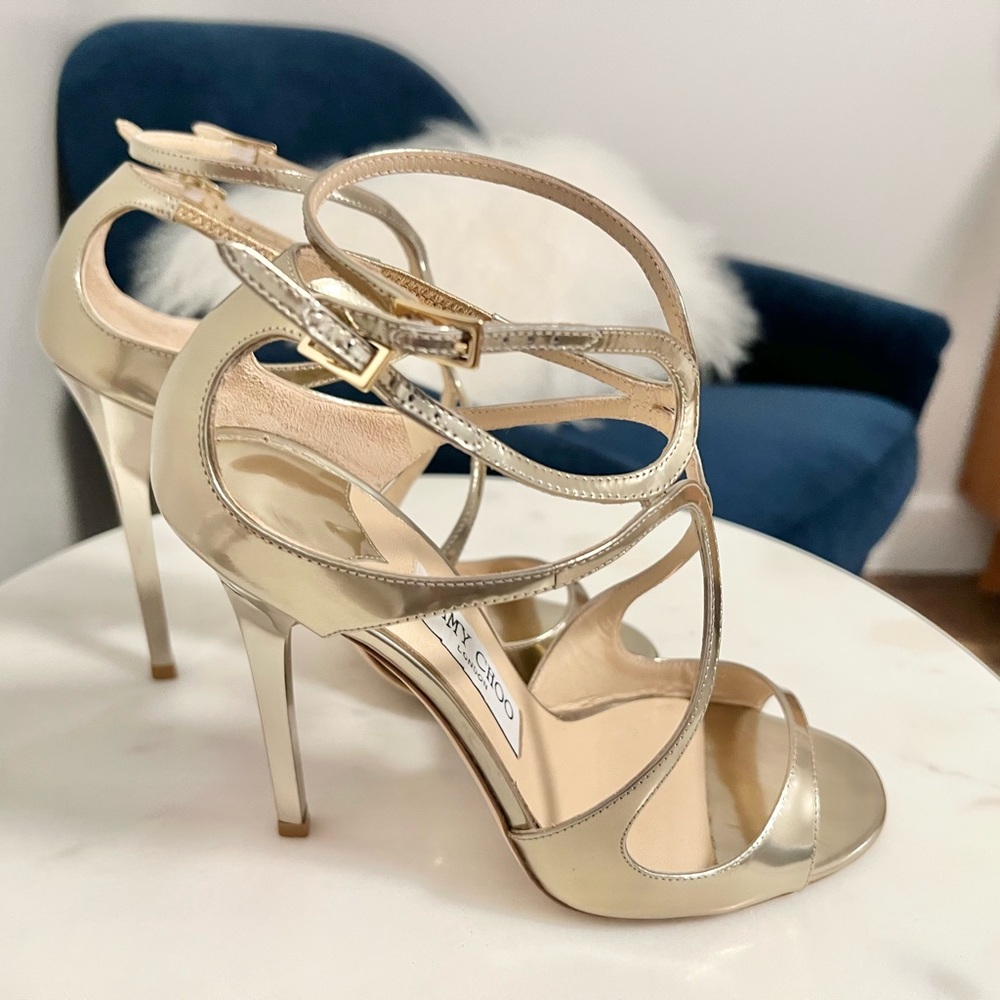 Jimmy Choo Lance Gold Sandals Size 8